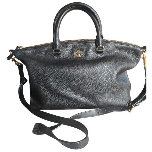 Black Tory Burch Frida Leather Satchel CrossBody Purse